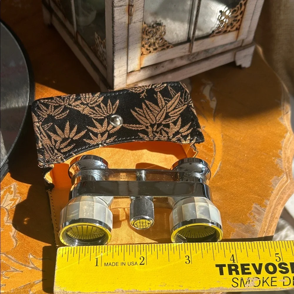 Vintage Opera Glasses with Floral Case